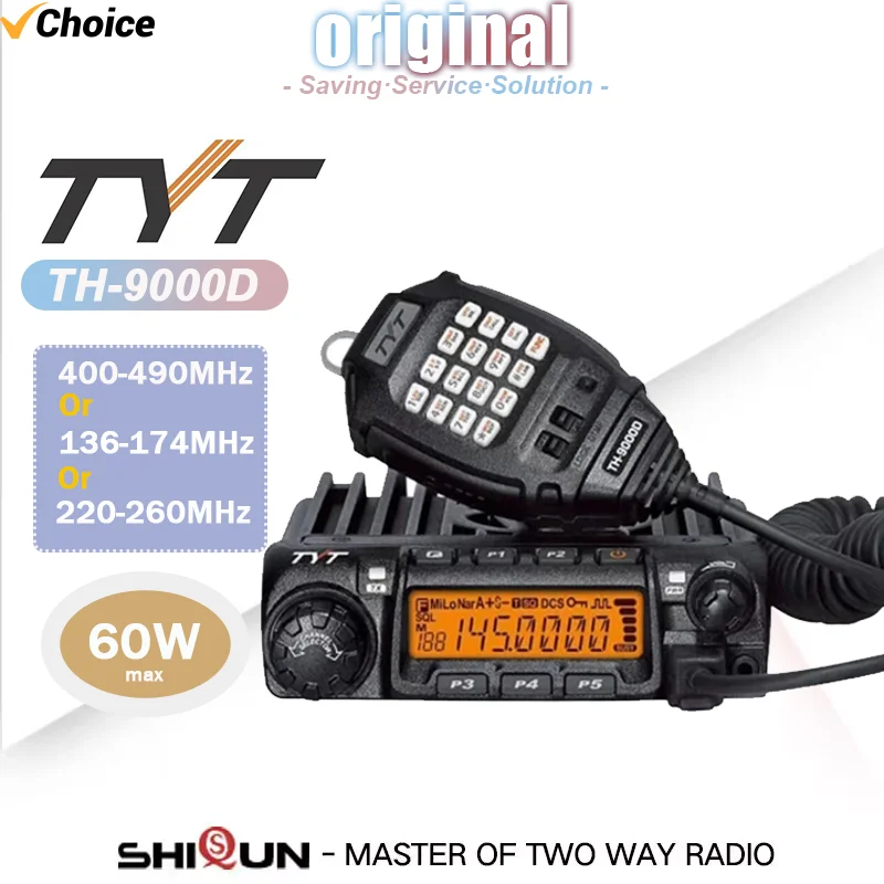 TYT TH-9000D Plus Mobile Station Car Radio VHF136-174MHz or UHF400-490MHz 220-260MHz High Power 60W 45W Car Walkie Talkie Radios