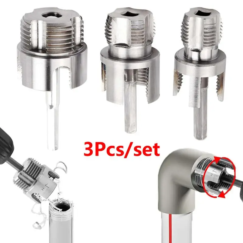 

New 3PCS Heavy-Duty PVC/Plastic Pipe Threading Tool Kit 1/2" 3/4" 1" Male & Female Threads For PVC PPR MPP Pipes