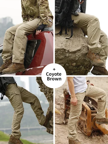 Imagen 2 del producto (Adecuado para todas las estaciones) Pantalones tácticos, ropa de trabajo con múltiples bolsillos, pantalones de entrenamiento, pantalones impermeables, pantalones al aire libre, sartén para hombres