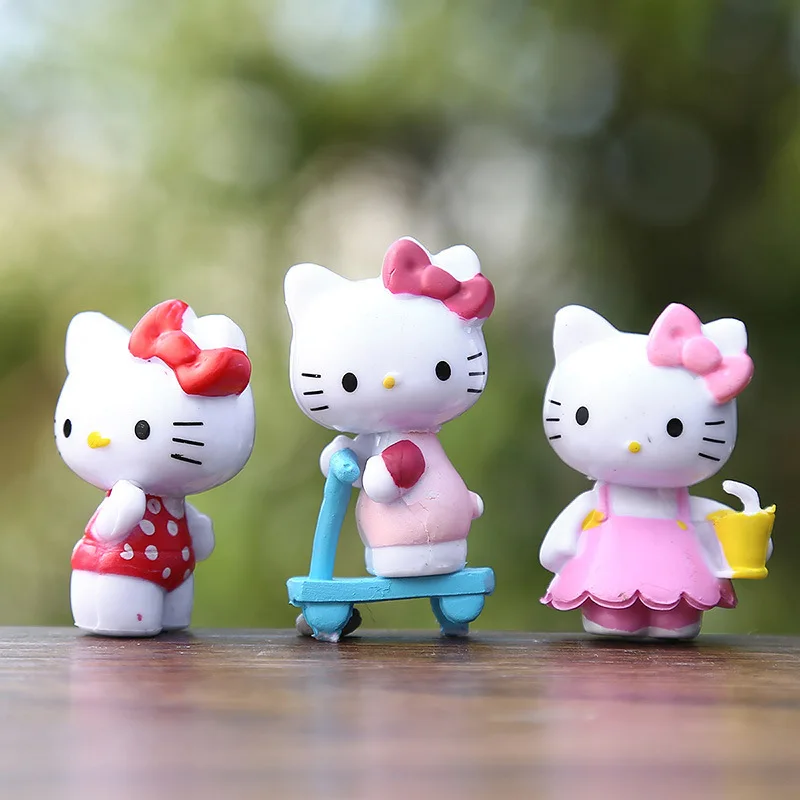 2.8-4 cm 6 stks/partij Anime Sanrio Hello Kitty Action Figure Speelgoed Leuke Kuromi Mymelody Cinnamorol Beeldje Poppen kinderen Kids Geschenken