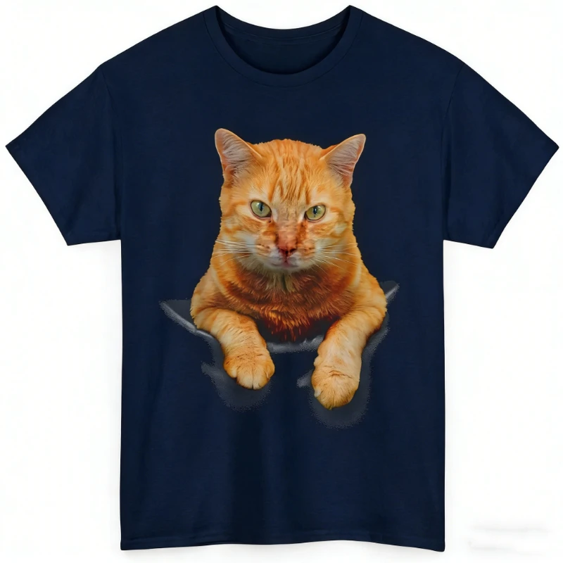 With Realistic Inkjet Orange Cat Cute and Stylish Unisex Graphic T Shirts Streetwear Harajuku Summer Cotton Commuter Casual Tee