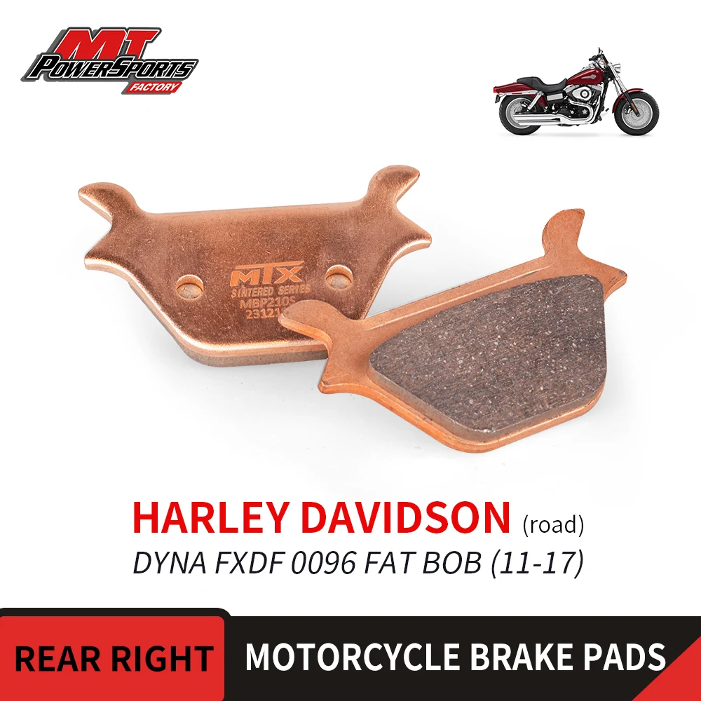 MT Motorcycle Brake Pads Fit for Harley Davidson Dyna FXDF 0096 Fat Bob 2011-2017, FA200 Rear Right Road Brake Pad