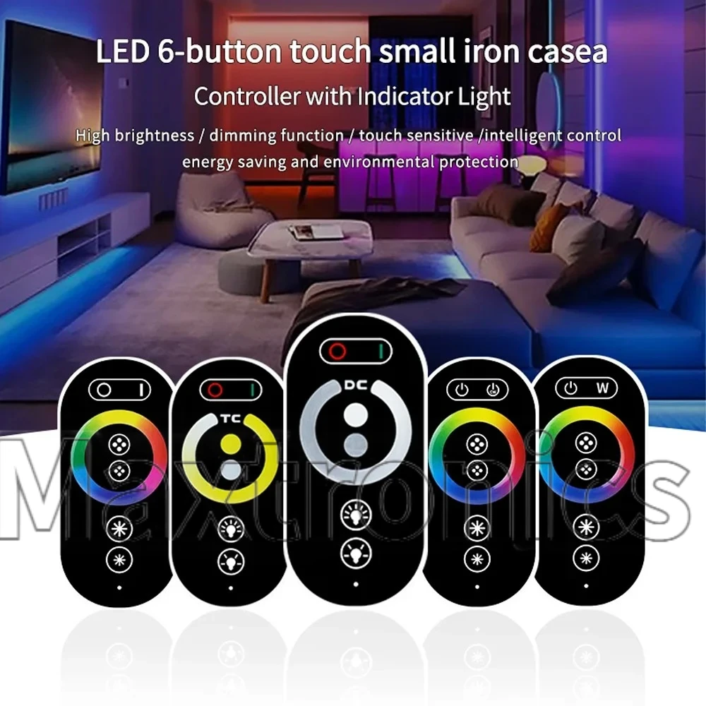 High-Power Controller 30/50A RF Touch Remote Control Indicator DC5-24 for Single Color CCT RGB RGBW RGBWC LED Strip Light Dimmer
