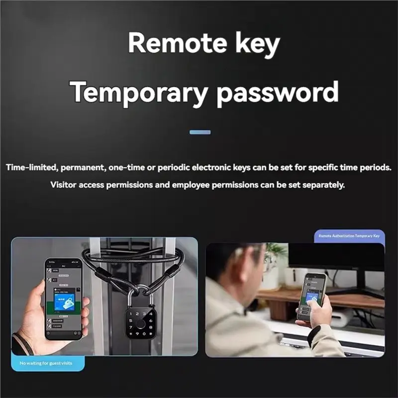 AFOURT-Tuya APP Fingerprint Password Bluetooth Smart Padlock Mini Waterproof Biometric Electric Lock For Locker Luggage Gym