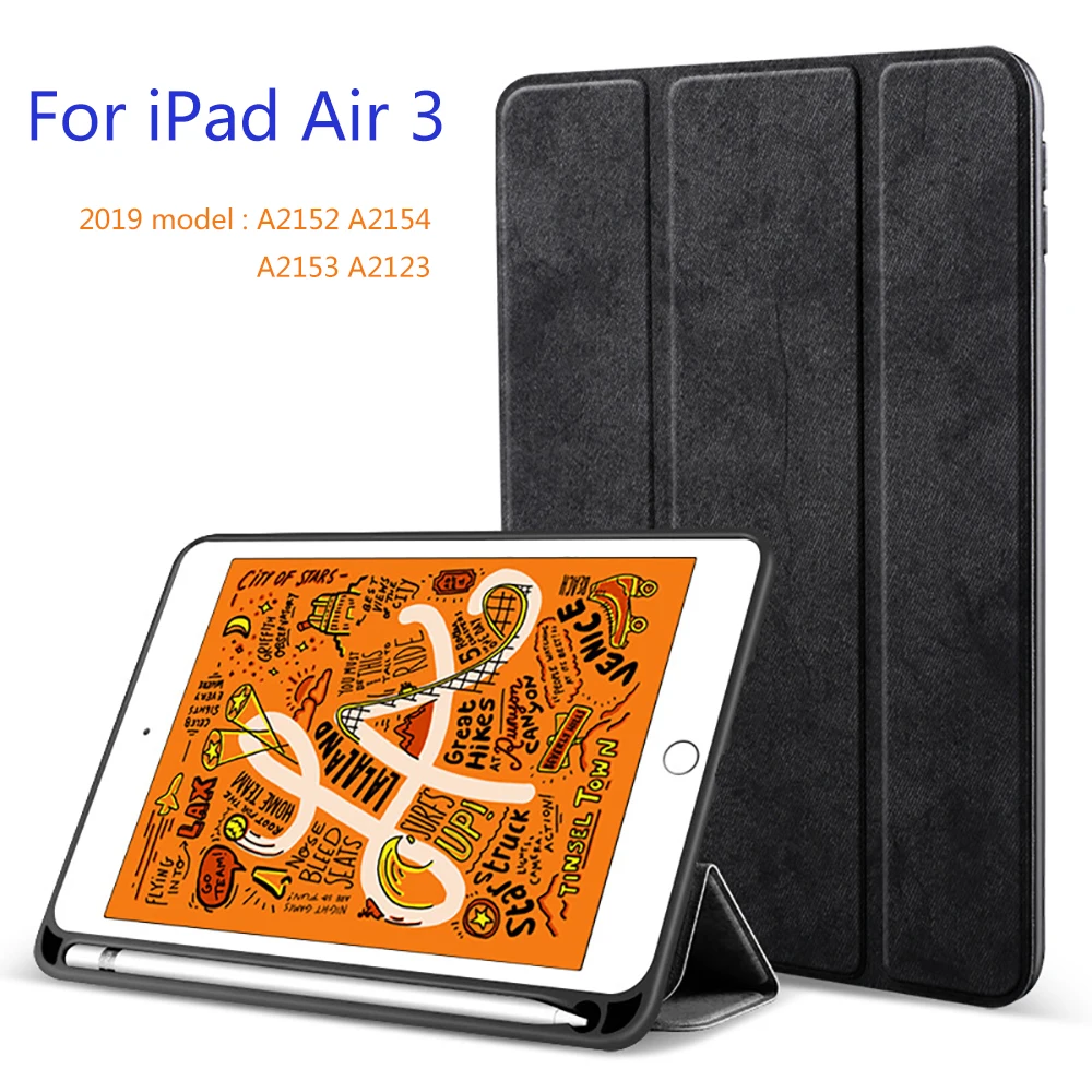 

Смарт-чехол для iPad Air 3 10,5 дюйма 2019, чехол с держателем для карандашей, тканевый Стильный чехол, чехол для модели A2152 A2154 A2153 A2123