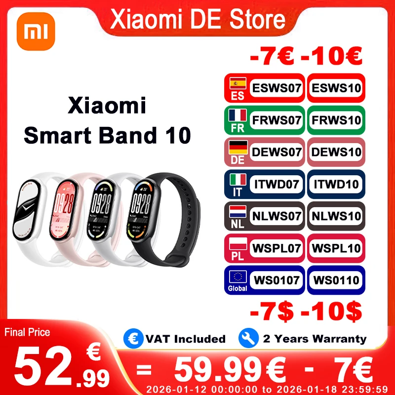 Versione globale Xiaomi Smart Band 10 150 Modalità sportive Batteria a lunga durata di 21 giorni Gestione del sonno Gestione della salute Xiaomi Hyper OS2