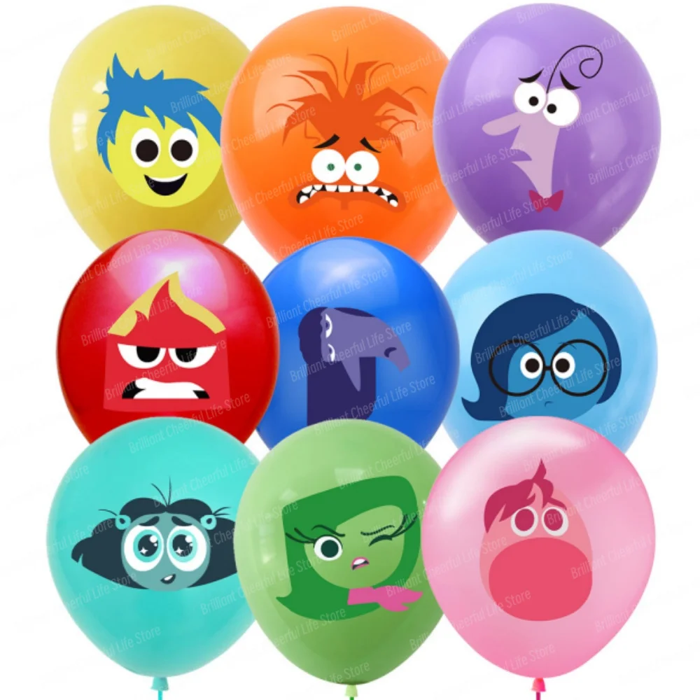 9/18PCS 12Inch Disney Inside Out 2 Latex Balloon Set Globo Boy Girl\'s Birthday Party Baby Shower Party Decorations Kid Toys