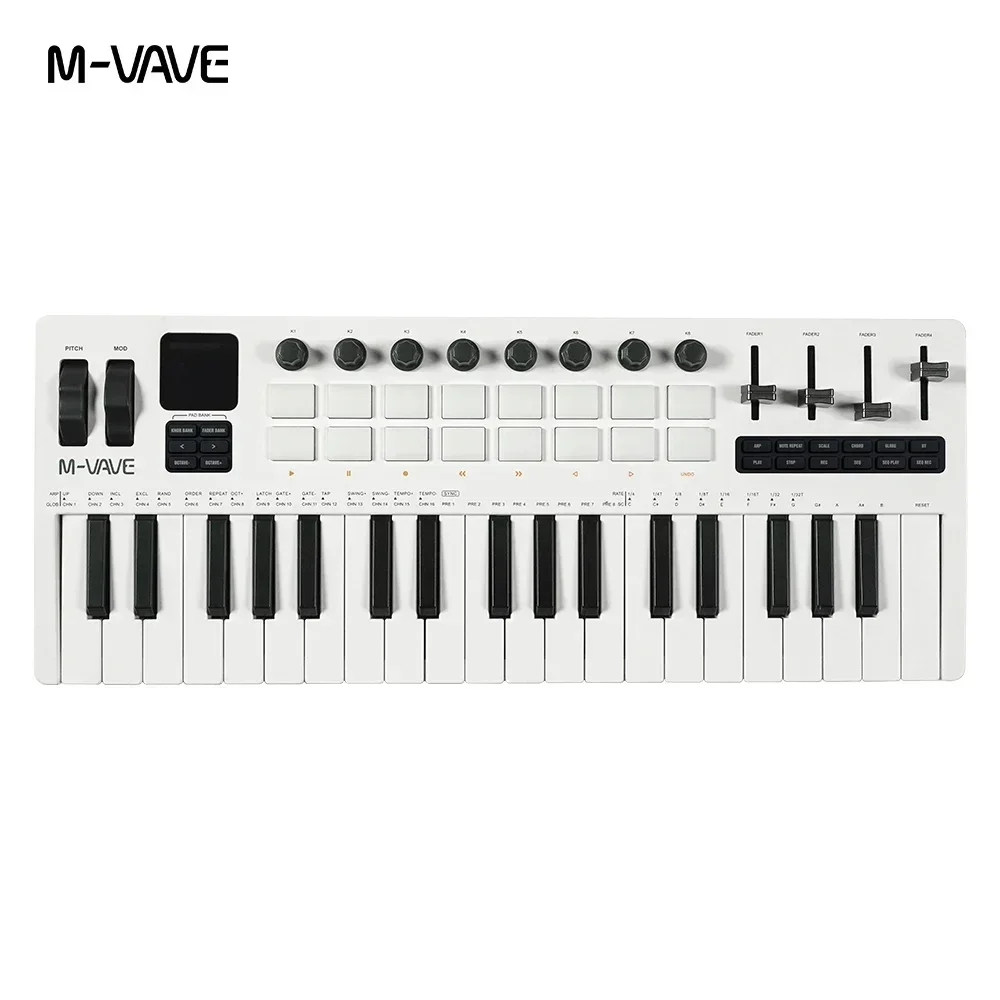 M-VAVE SMK-37 Pro toetsenbord 37-toetsen MIDI-controller ​   Met ingebouwde synth-motor 8 knoppen + 16 RGB-pads 37-toetsen MIDI-controller