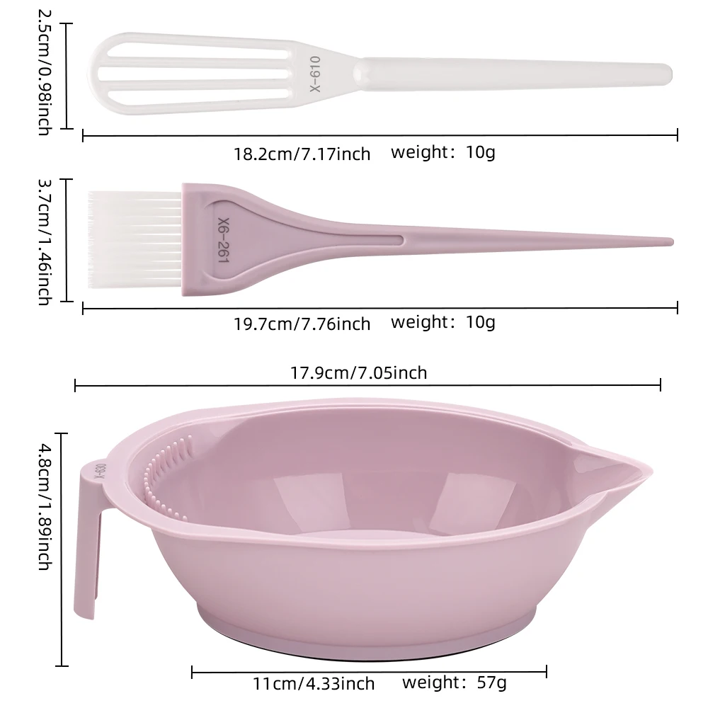 ร้านตัดผมย้อมผม 3 ชิ้นชุดร้านตัดผมย้อมผมชามผสมแปรงหวีหลายสีย้อมผมอุปกรณ์เสริมเครื่องมือ