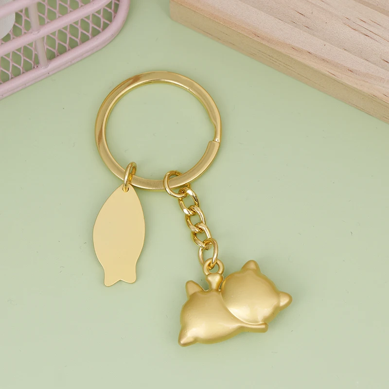 1PC Couple Gift Japan Lucky Cat Keychain Kawaii Trinkets Alloy Accessory Car Bag Pendant Key Chain Pray Golden Keyfob