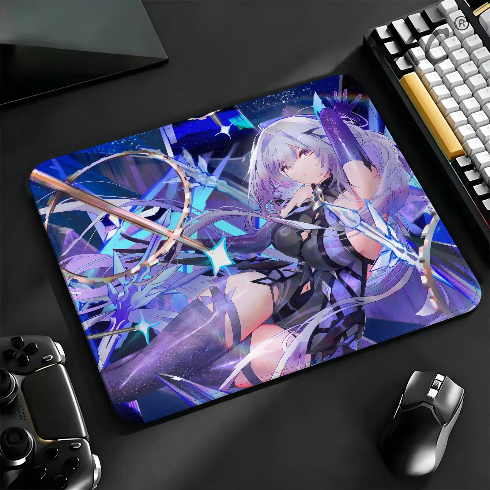 Compact Gaming Mat Reinforced Stitched Border, S/M/L Sizes Portable Laptop Desk Pad for Genshin Impact Skirk Office & E-sports