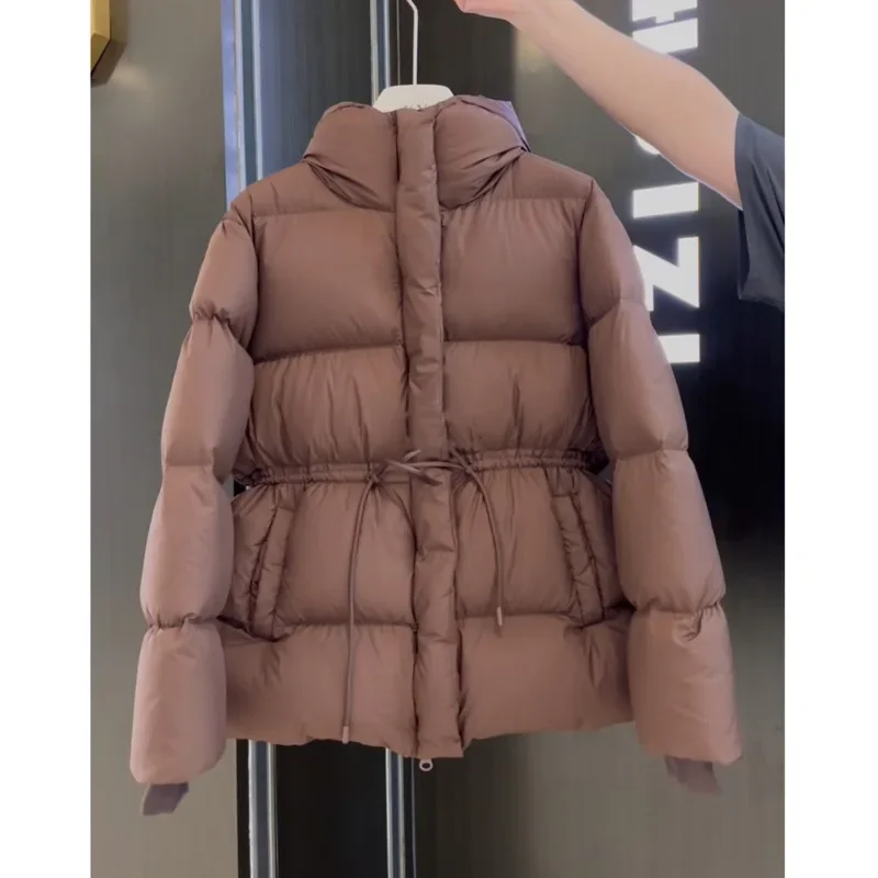 2025 Winter New Down Short Padded Jacket Women Parkas Fur Collar Thick Cotton Coats Clothes Black Beige Brown Outerwear Female