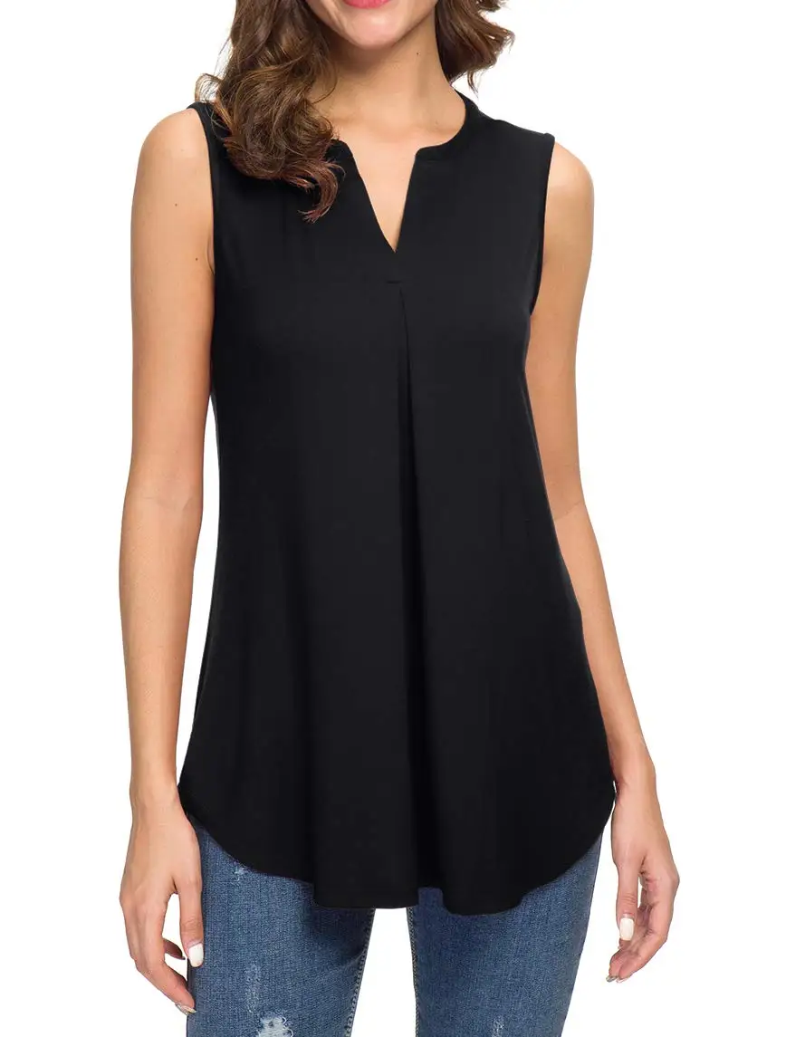 Women's Summer Sleeveless V Neck Casual Tank Tops Blouse Shirts Elegant Lady Girl Top T Shirt Blouse Office