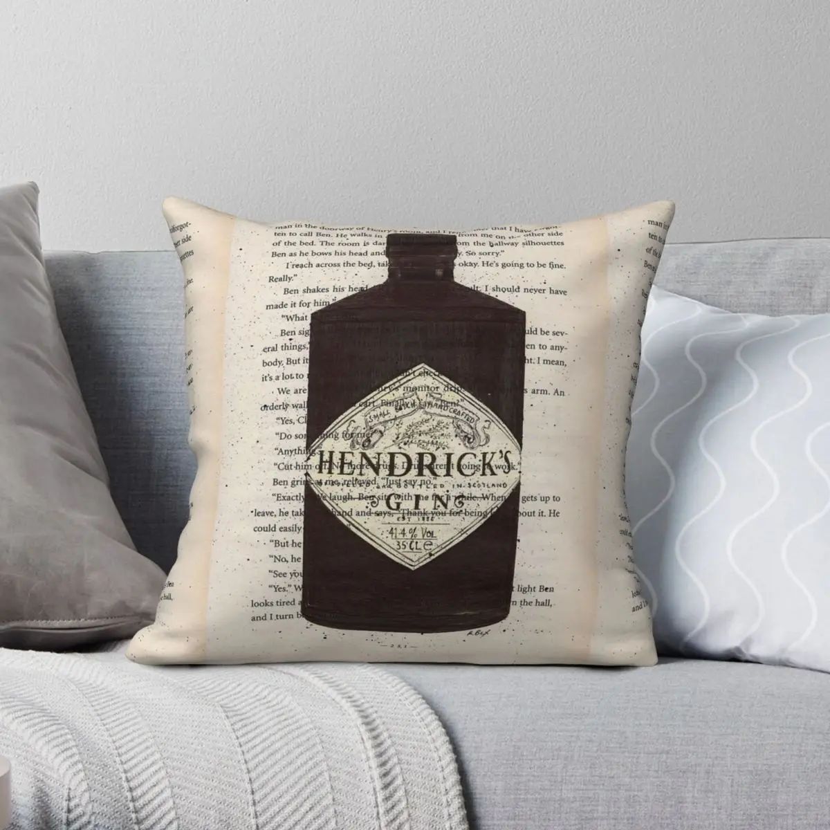 

Hendrick's Gin Book Page Square Pillowcase Polyester Linen Velvet Pattern Zip Decor Pillow Case Home Cushion Cover 45x45