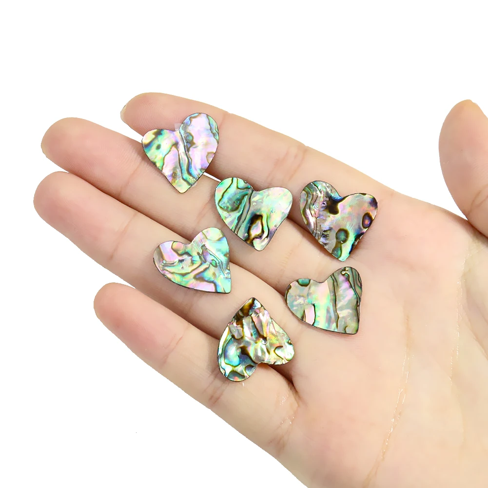 4pcs Abalone Shell Heart Patch Double-side sheet Paua Paper Home Decor Ornament Charms Woman Flatback Jewelry Making Accessory