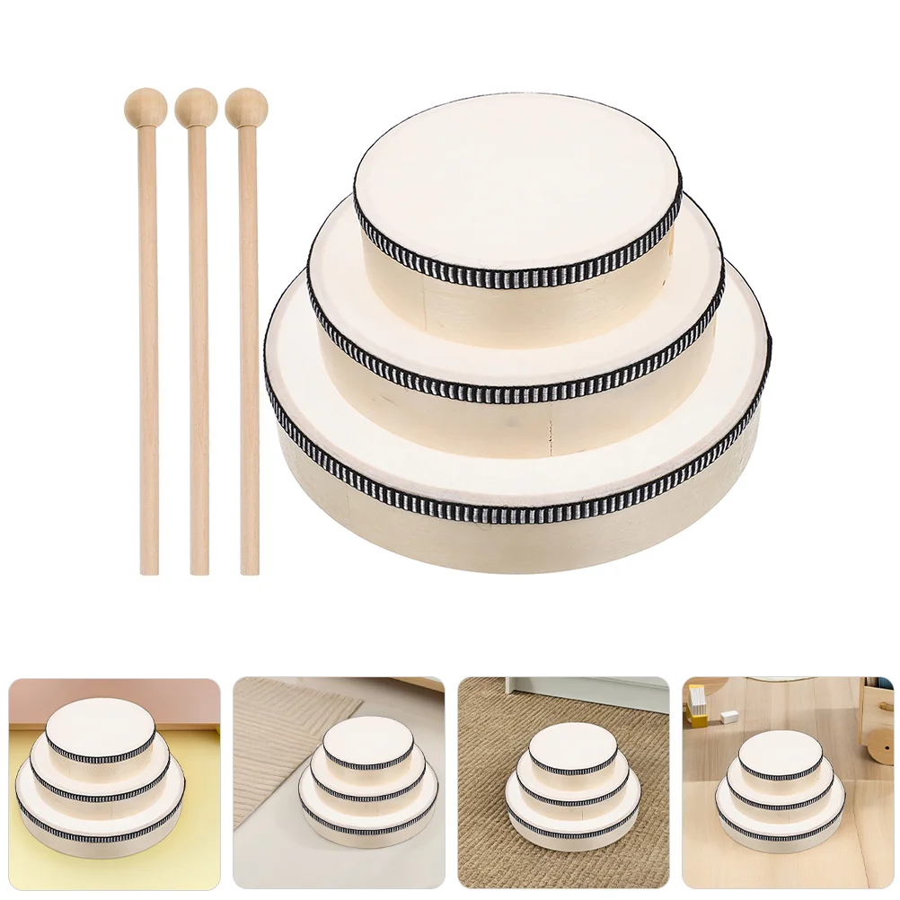 

6Pcs Orff Hand Drums Durable Wood Material 10 8 6 Inch Ideal for Weddings Birthdays Enhances Coordination Skills