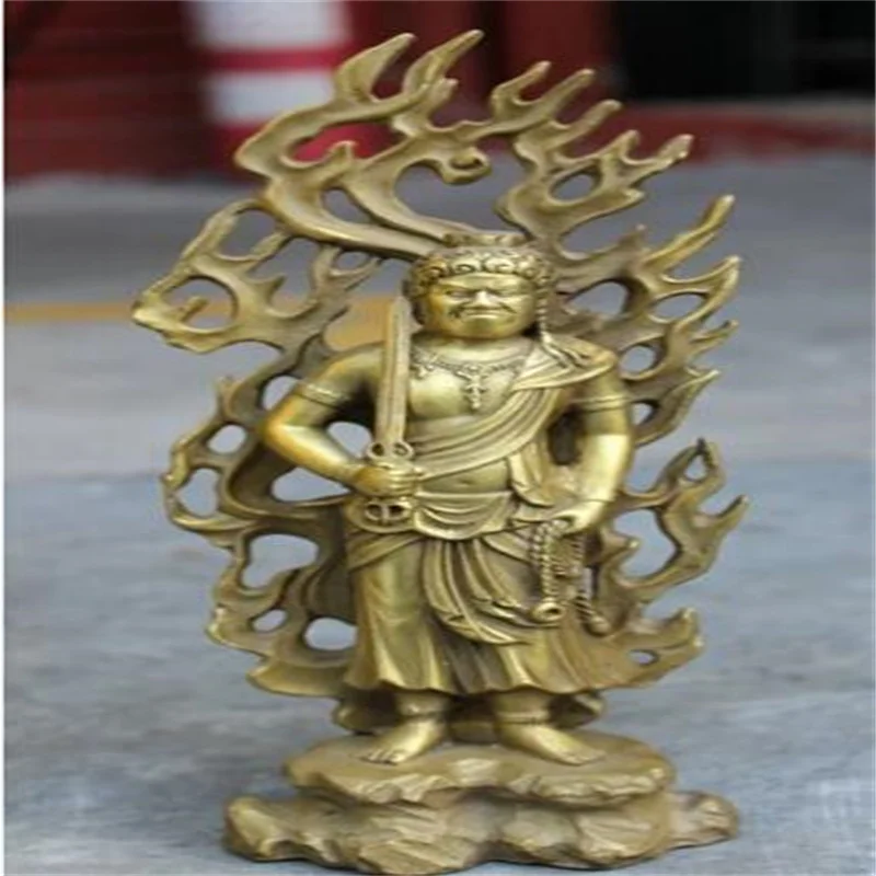 

Wholesale factory 8"; Chinese Pure Brass Buddhist Japanese Fudo-Myo-O Achalanatha Buddha Statue