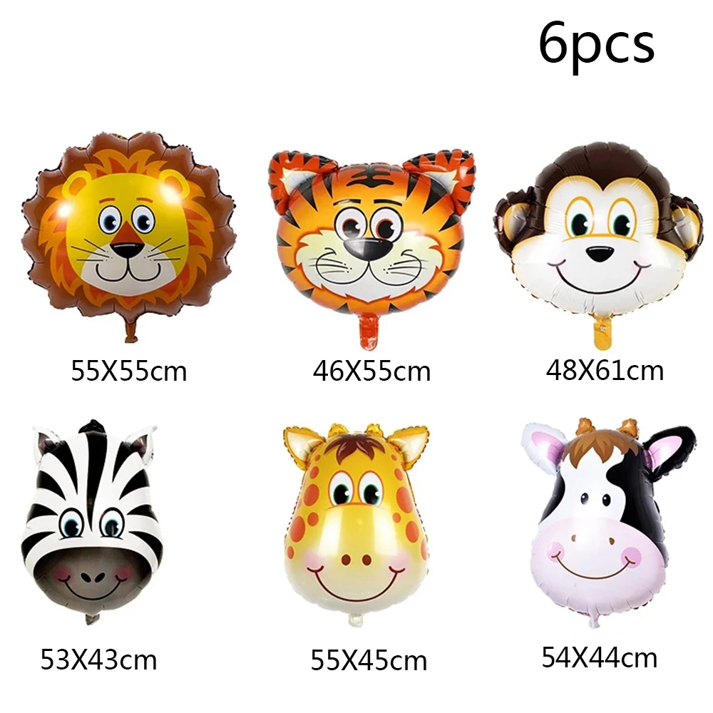 مجموعة بالونات الغابة سفاري للأطفال ، حفلة عيد ميلاد ، أسد ، نمر ، زرافة ، بالونات من رقائق الألومنيوم ، هدية استحمام الطفل ، 6 ~ #2