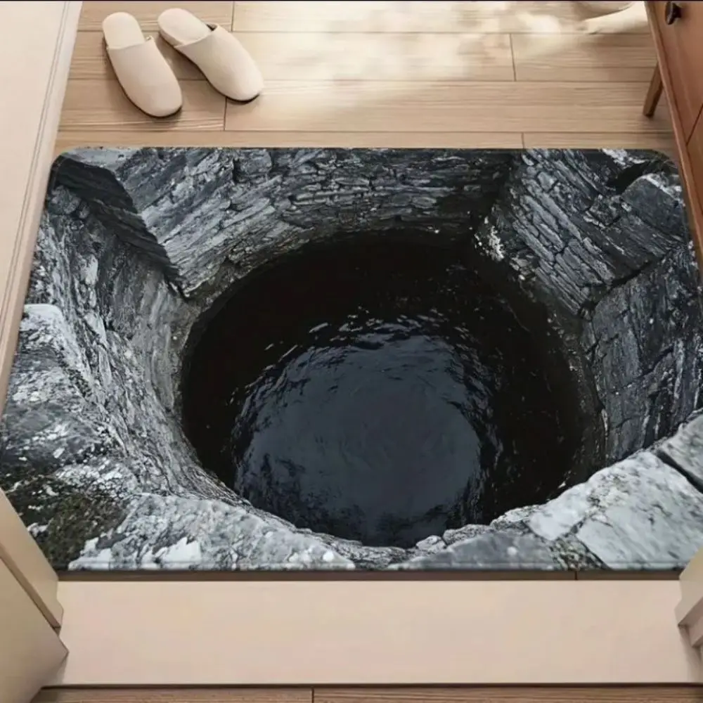 VIKAMA 3D Visual Illusion Mat, Water-Absorbent Non-Slip Rug for Bathroom and Kitchen, Entrance Door Mat, Home Decoration