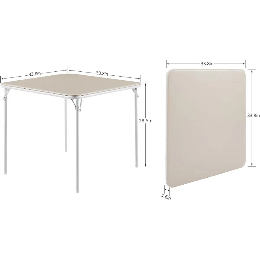 Ensemble de Table carrée et chaise pliante Portable, 5 pièces, avec pieds pliables, rembourrage en vinyle, métal Beige