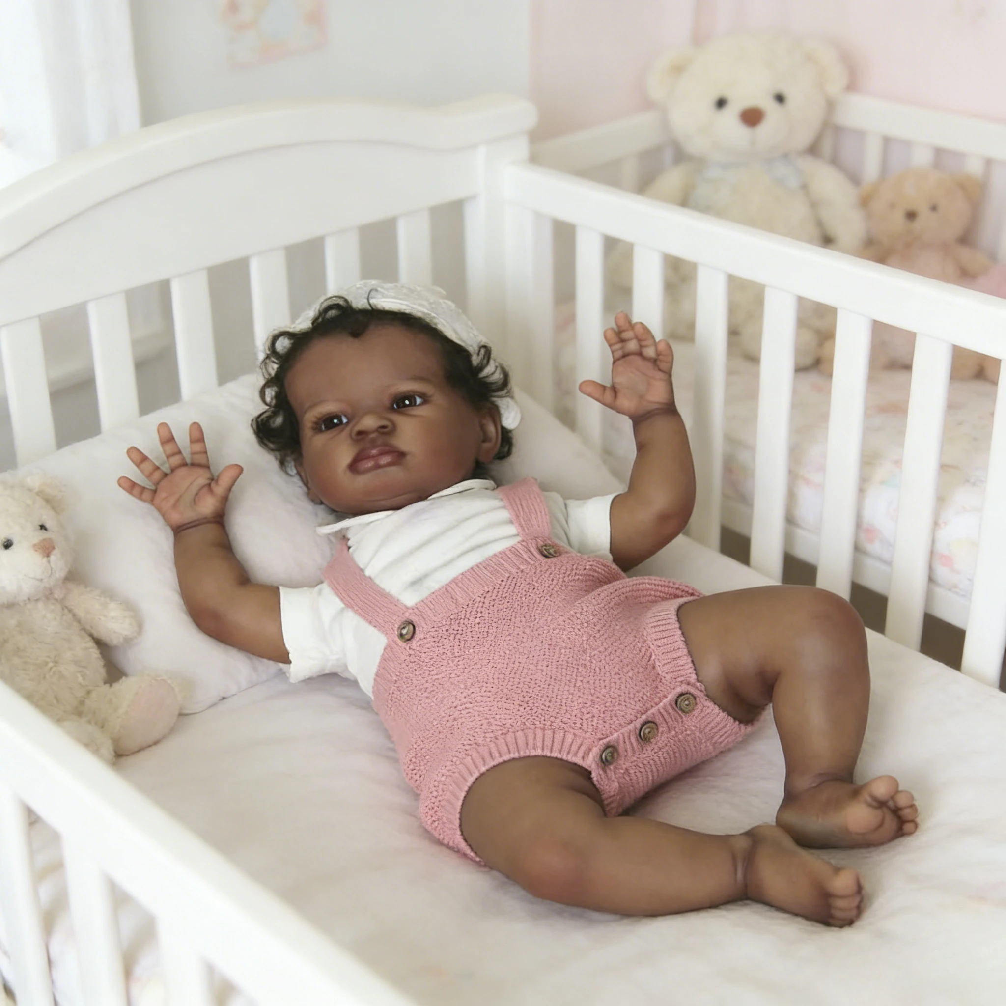 

19inch Lifelike Dark Skin Reborn Lanny - Soft Cotton Body, Multi-Layer Painted Skin & Hand Root Hair