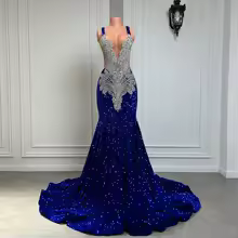 Gorgeous Long Prom Dresses 2024 Mermaid Style Luxury Sparkly Silver Crystals Red Sequin Black Girls Prom Party Formal Gowns