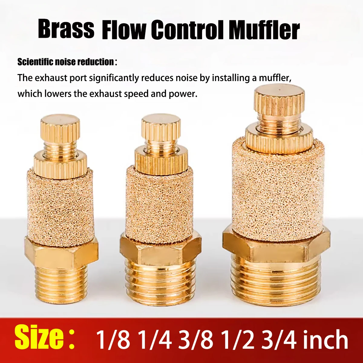 Brass Pneumatic Exhaust Muffler Flow Control Valve 1/8 1/4 3/8 3/4 Inch High Quality Threaded