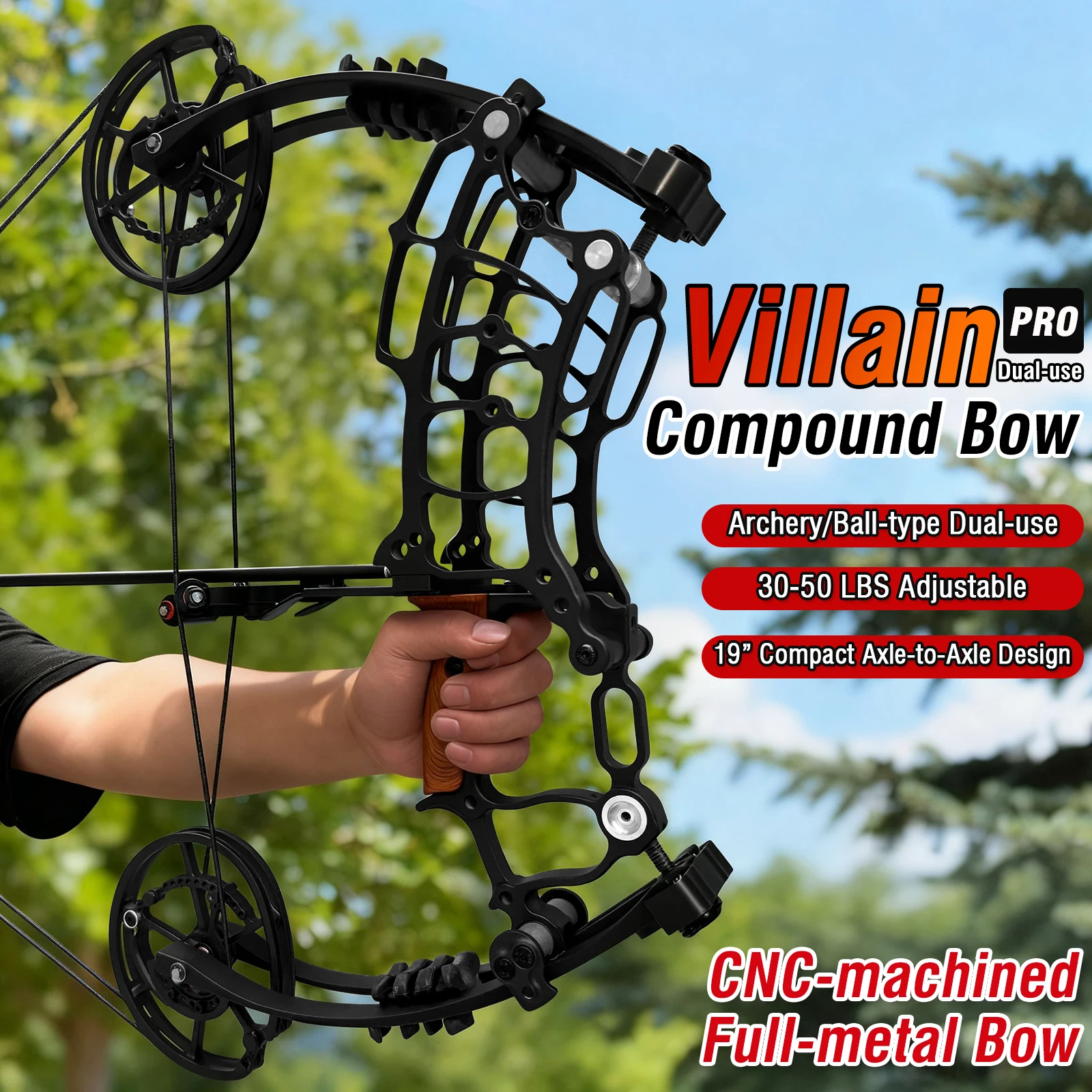

Upgraded Dual-Use Short-Axle Compound Bow, 30-50 lbs Adjustable, 25-30" Draw Length, 420FPS Steel Ball & Arrow Shooting Set