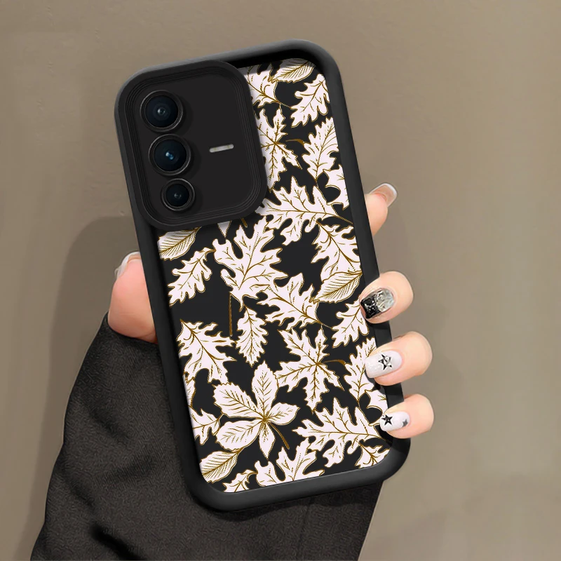 Leaves Pattern Phone Case For Vivo V70 FE V60 Lite V50 V40 Pro V30 SE V29E V29 V27E V25 V23 Shockproof Silicone Matte Soft Cover view 4