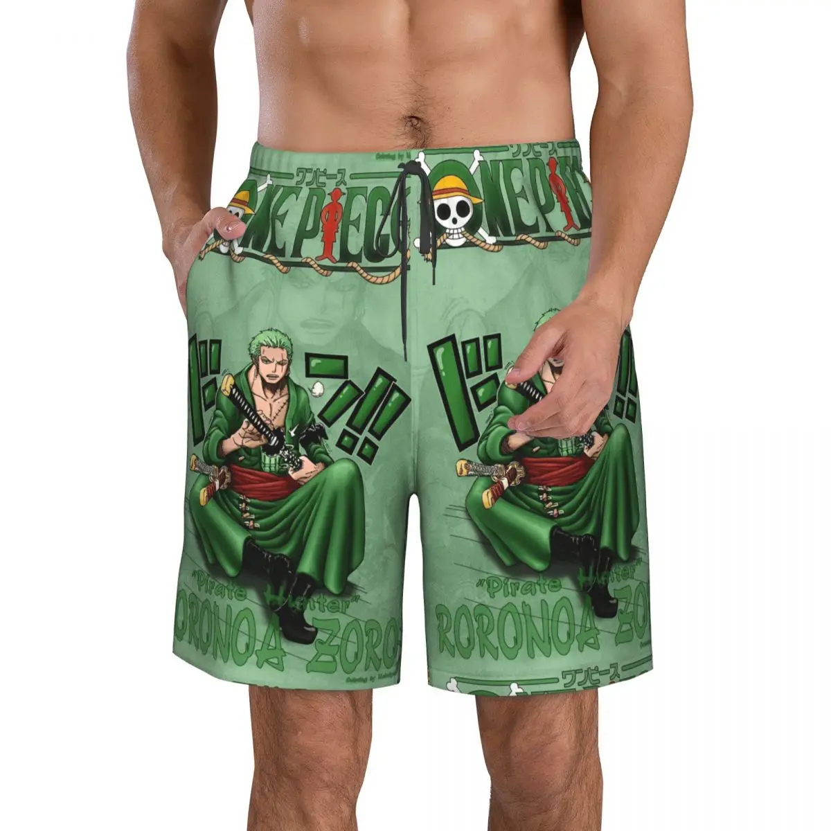 Picture 3: New Shorts One Piece Anime Zoro 3D Mens Swim Trunks Male Swimwear