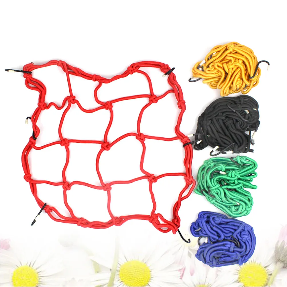

Motorcycle Cargo Net Luggage Net 30x30cm Polyester Bungee Cord 6 Hooks Holder for Scooter Motorbike Storage Security