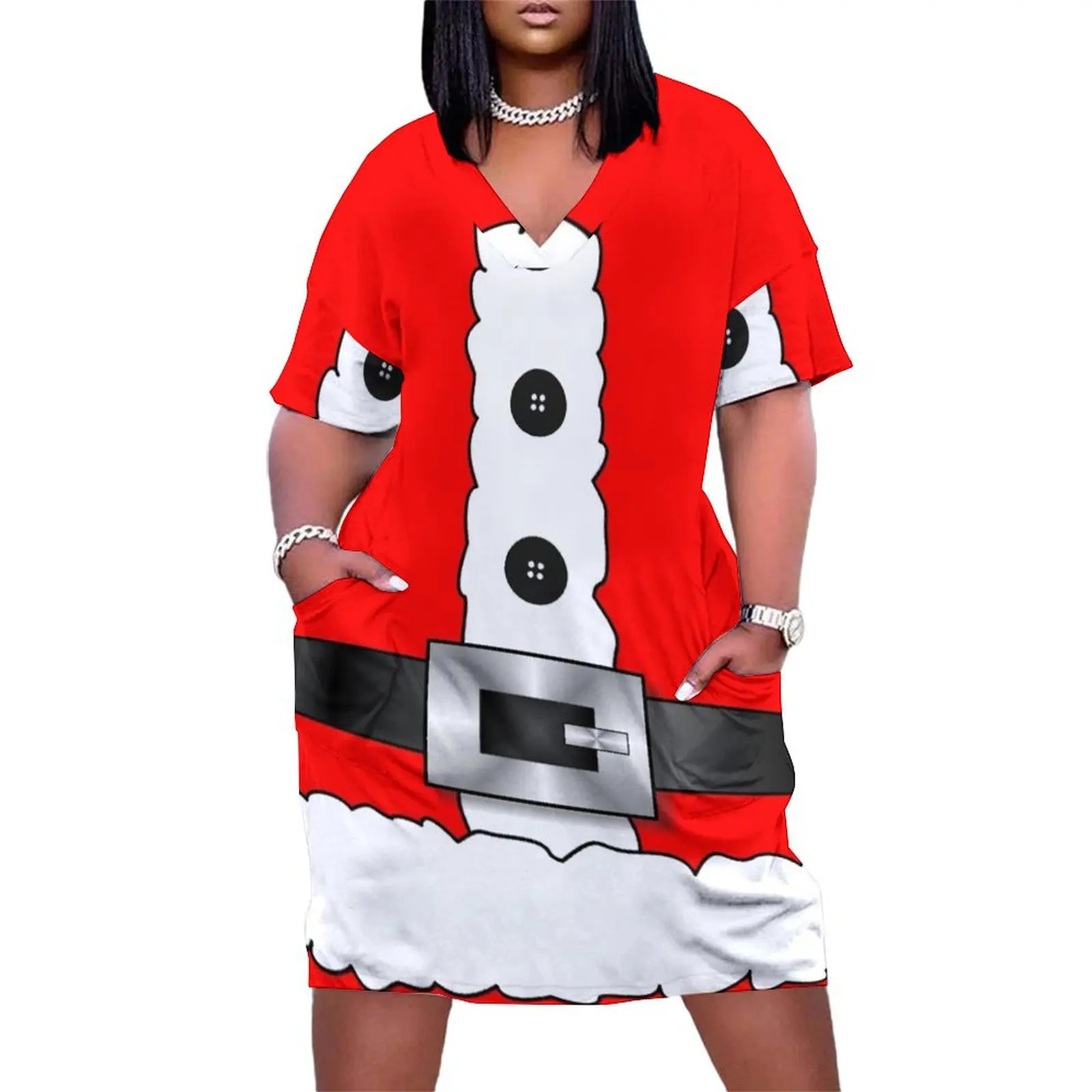 

ugliest ugly holiday sweater merry christmas red santa claus Loose Pocket Dress cute dress luxury evening dresses for women 2024