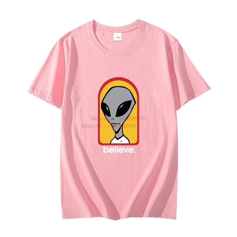 Cotton T-shirt Alien Workshop Believe Speed Way Oversized t-shirt Tees Tops Harajuku graphic t shirts Summer t shirt for men