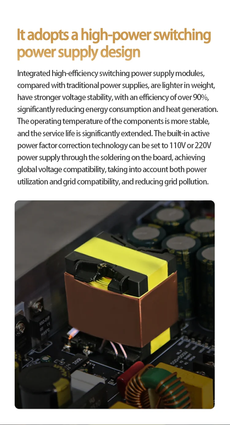 Yd1000W Hochleistungs-Digitalverstärkerplatine Zweikanal 500W+500W BTL Brückengesteuert 1000W mit Schaltnetzteil – Detail 7