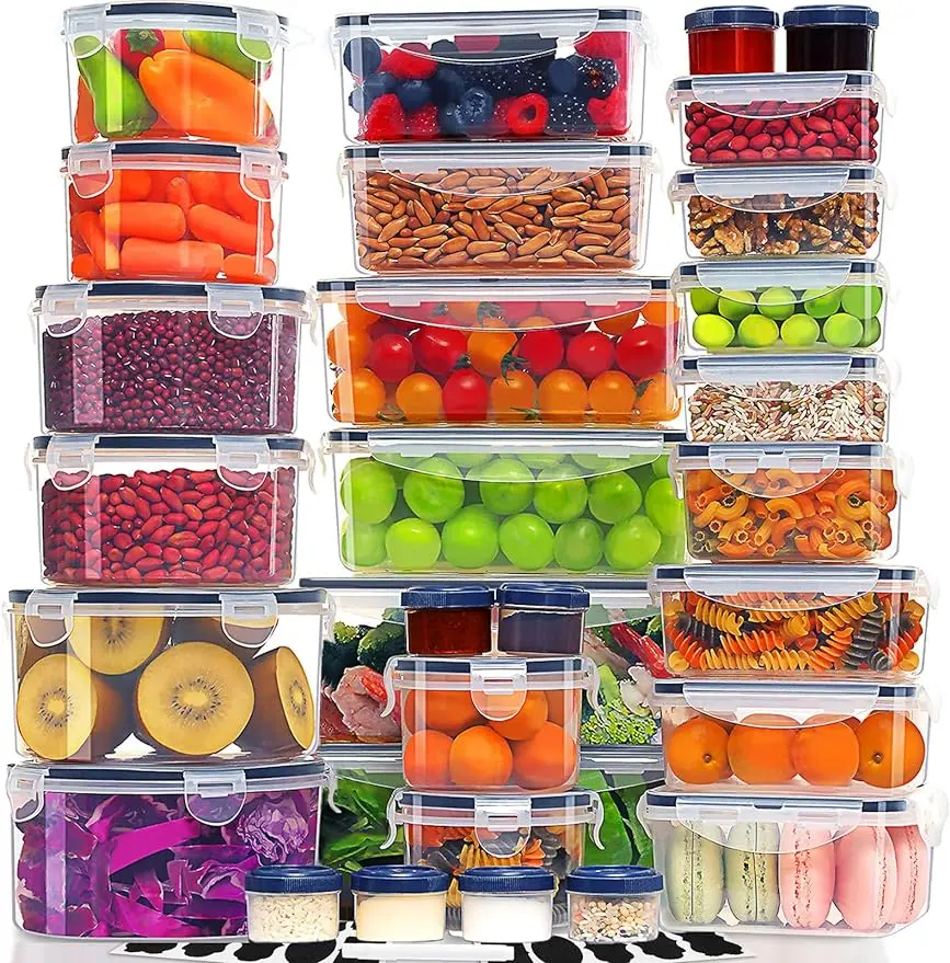 

60-Piece Large Food Storage Containers Set - Leakproof BPA-Free Plastic with Lids Airtight for Kitchen Storage and Organization