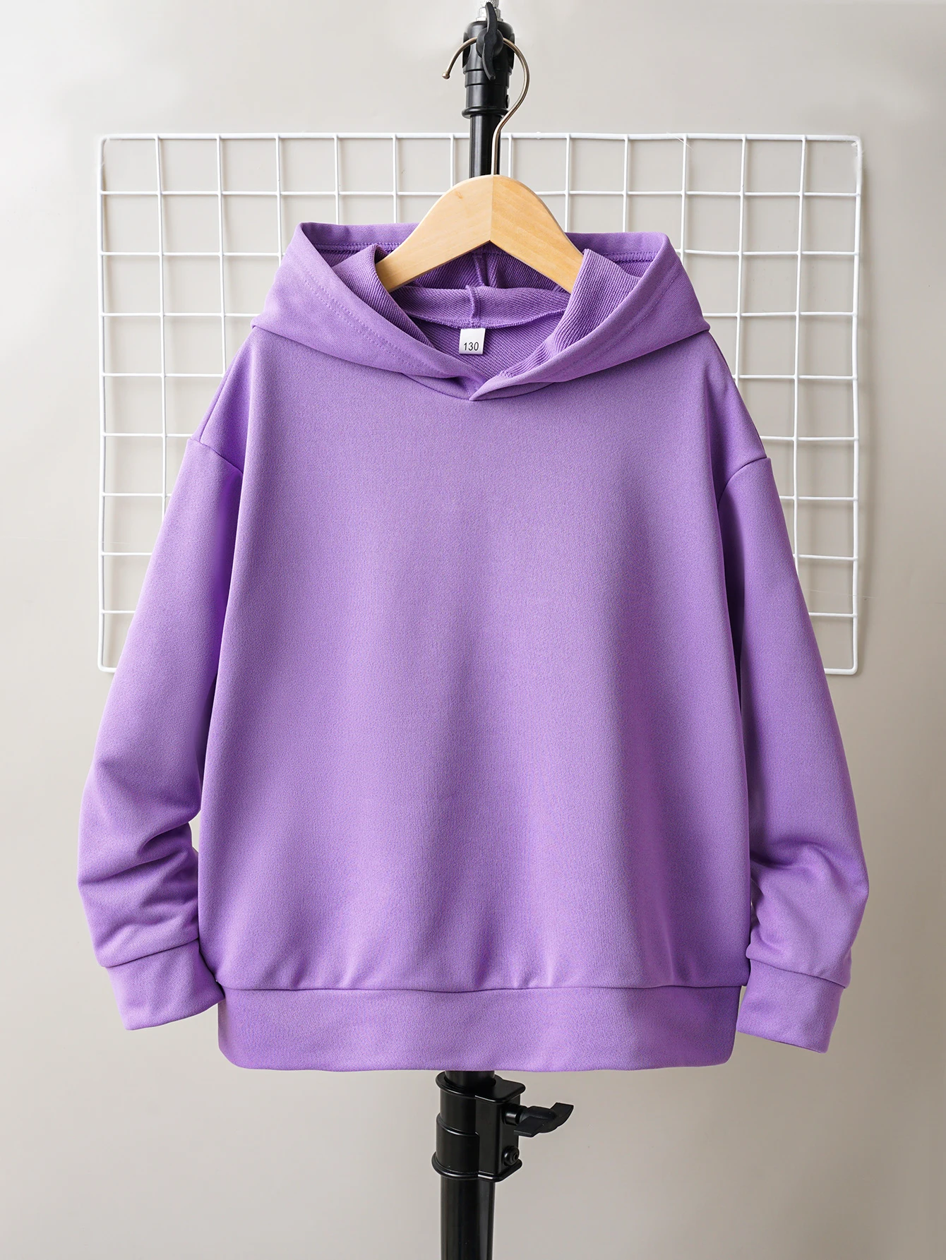 Autumn And Winter Boys And Girls Sweater Round Neck Hooded Long Sleeve Top Fashion Warm Purple Versatile Kids