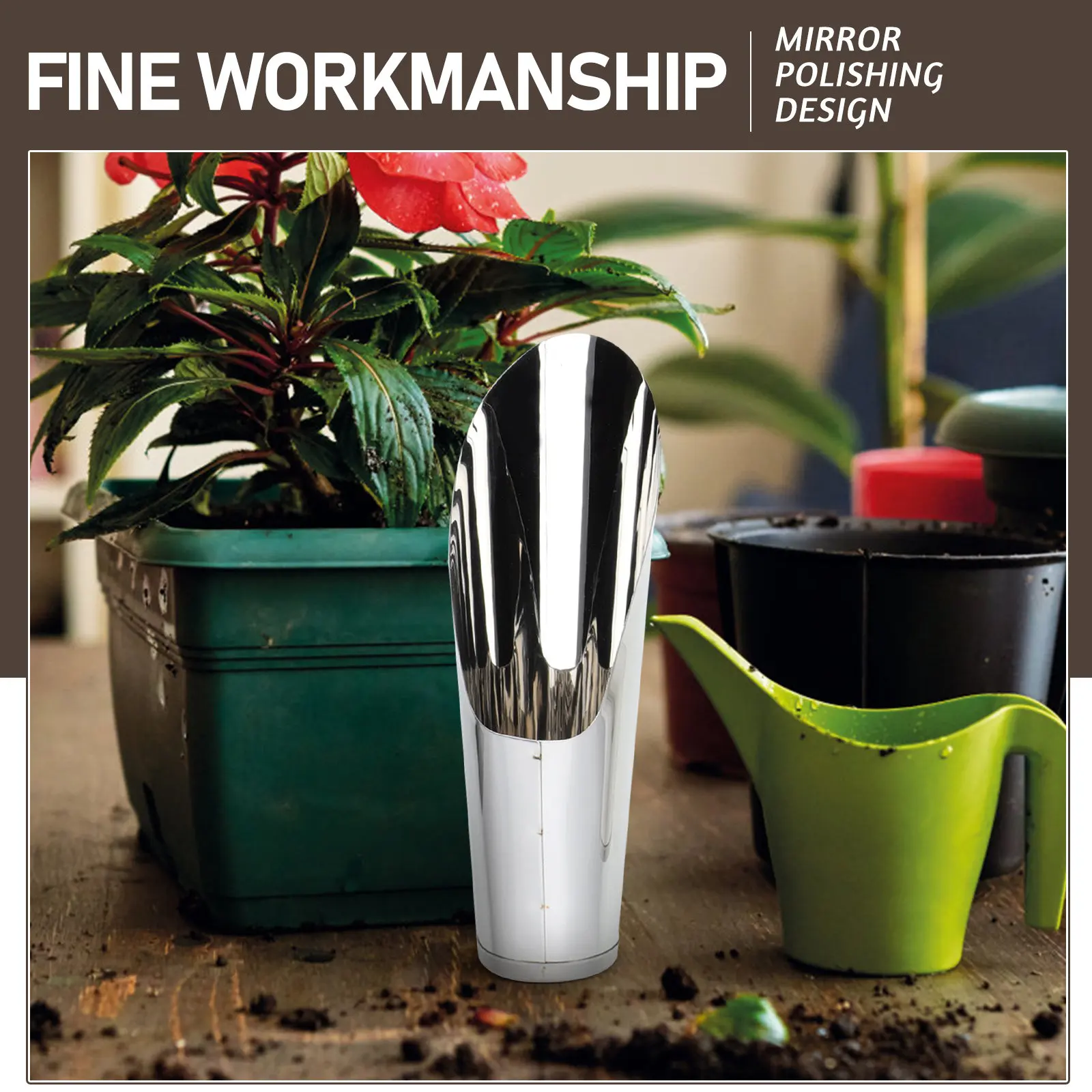 

Портативная лопатка для посадки из нержавеющей стали, тонкая работа, удобная ручка для длительного использования, для перемещения почвы в саду, для бонсай и суккулентов