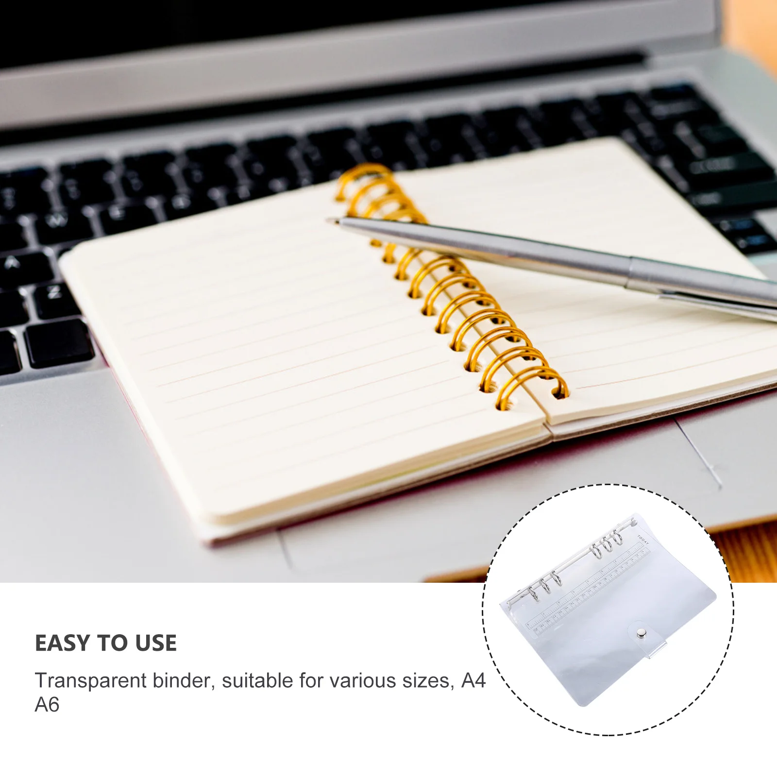 

2pcs A5 Clear Pvc Notepad Binder Waterproof Snap Closure Lightweight For Office Supply Notebook Protector Folder Cover Planner