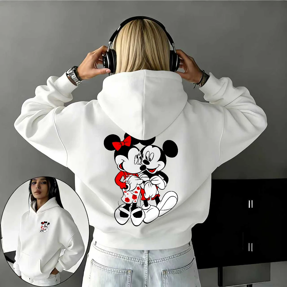 

Зимняя толстовка Disney с принтом Микки и Минни Snuggle Up из 100% чистого хлопка для мужчин и женщин, повседневный и теплый топ Y2k
