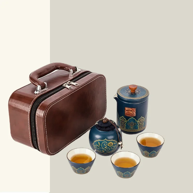 Chinese Style Outdoor Travel Tea Cup Set Ceramic Kung Fu Portable Make Teapot Modern Home One Pot and Three Cups