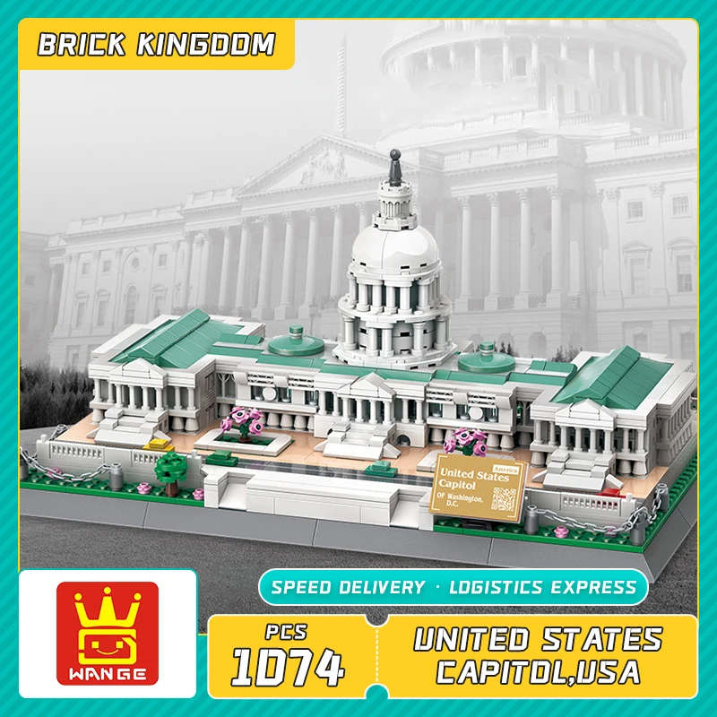 City Architecture Building Blocks The United States Capitol Model Set Bricks Assembled Toys Gifts Decoration Congress building