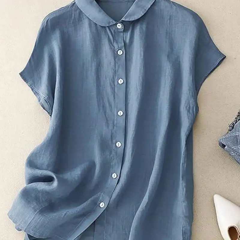 

Женская повседневная свободная рубашка больших размеров с цветочным принтом и воротником в свежем стиле, легкая дышащая рубашка на пуговицах спереди с длинными рукавами