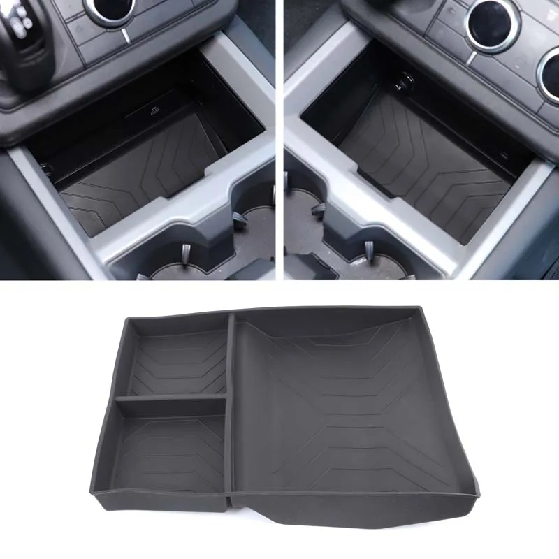 For Land Rover Defender 90 110 130 2025 Silicone Black Car Center Control Lower Storage Box Trim Interior Car Accessories