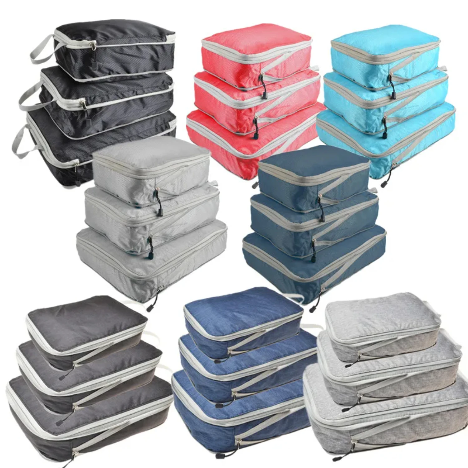 Travel  Compressible Packing Portable With Luggage Organizer Cubes Foldable Waterproof Suitcase Nylon Handbag