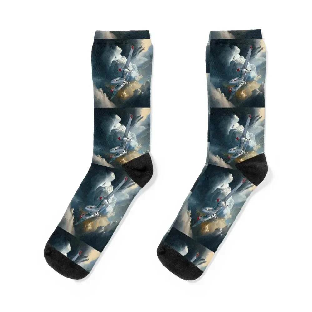 P-38 Lighting based on Major Richard Bong plane Socks Stockings man Rugby Socks Men's Women's