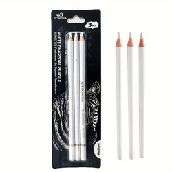 3/6pcsPiece White Charcoal Pencil Set For Artists - Smooth, Soft & Medium Tip For Sketching, Highlight & Blend Colored Pencil