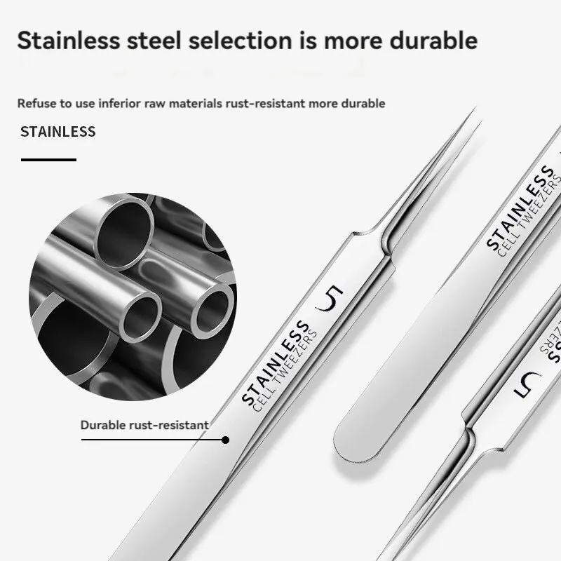 คีมหนีบสิวเสี้ยนทำจากสเตนเลสจำนวน7ชิ้นอุปกรณ์ลอกสิวสิวแหนบสีดำเข็มสำหรับร้านเสริมสวย