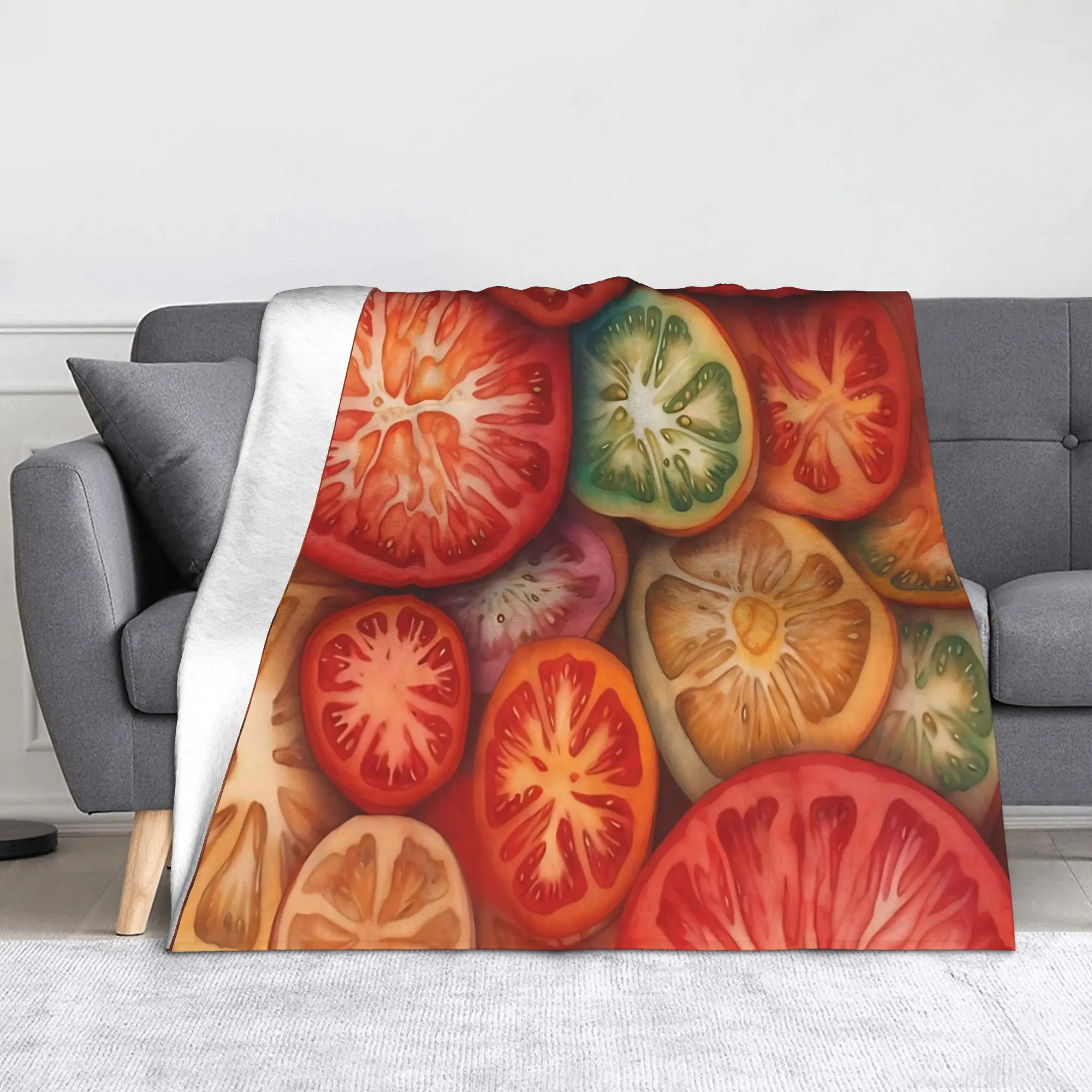 Tomato Blanket Cover Flannel Farming Vegetable Super Warm Throw Blankets for Home Couch Bed Rug