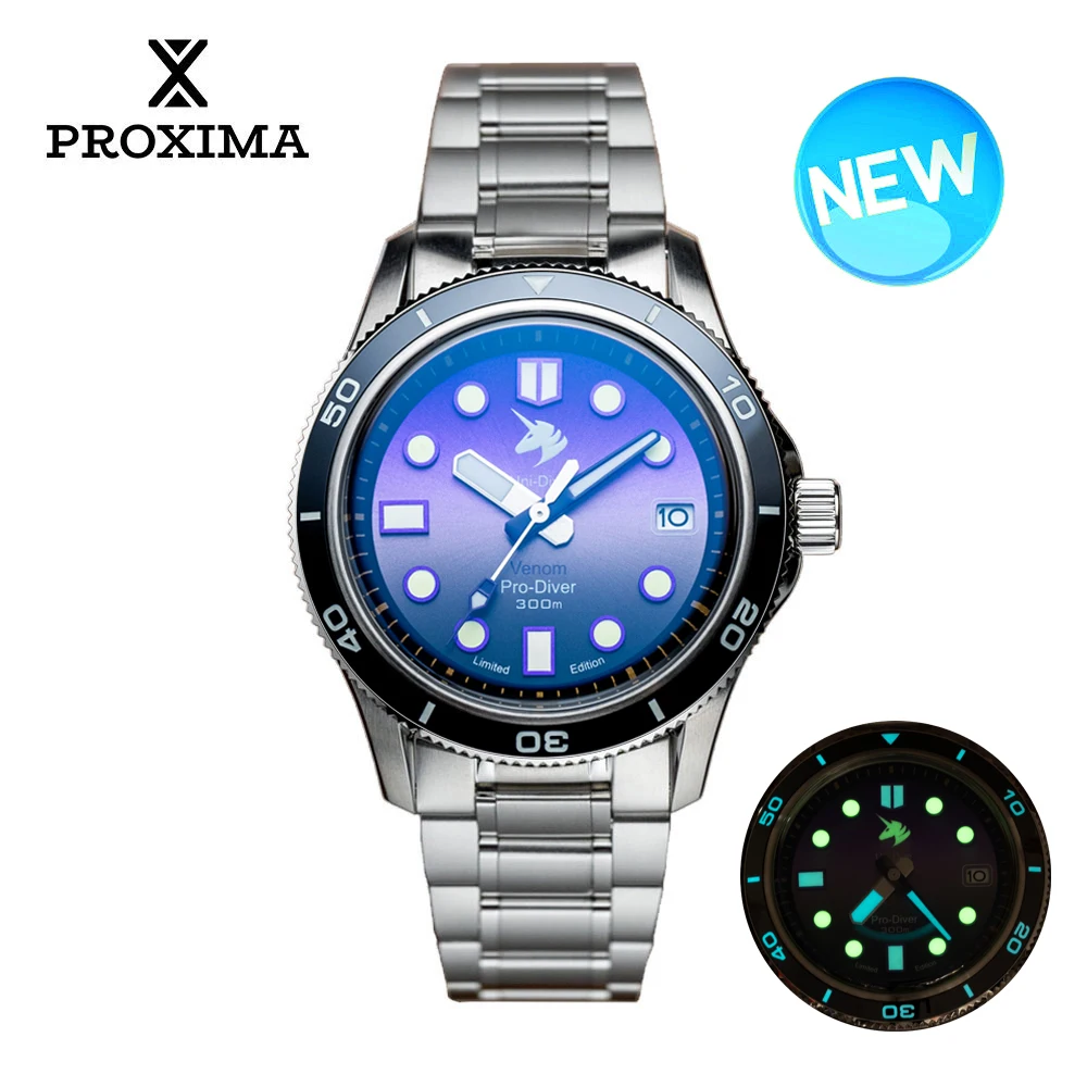 Proxima PX1740 39mm Men Mechanical Watches C3 BGW9 Sunburst Dial Sapphire Glass Automatic Watch Ceramic Bezel 10Bar Luminous