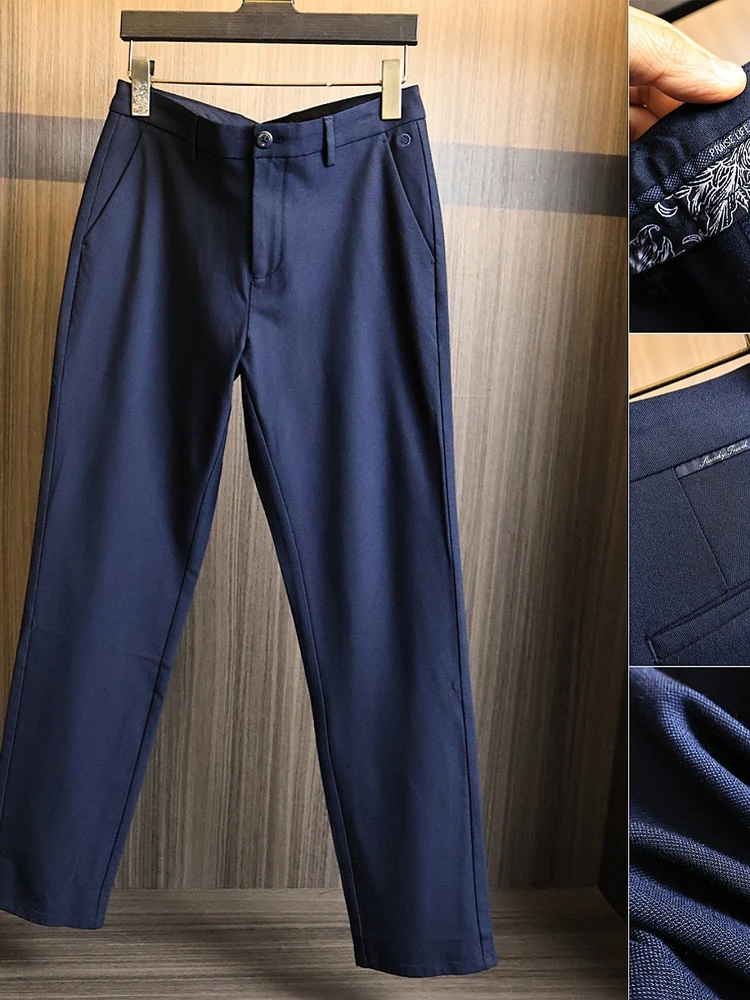 

Мужские повседневные брюки Busin для пригородных поездок, медная амиачная ткань, гладкие на ощупь прямые брюки для отдыха, модные городские брюки